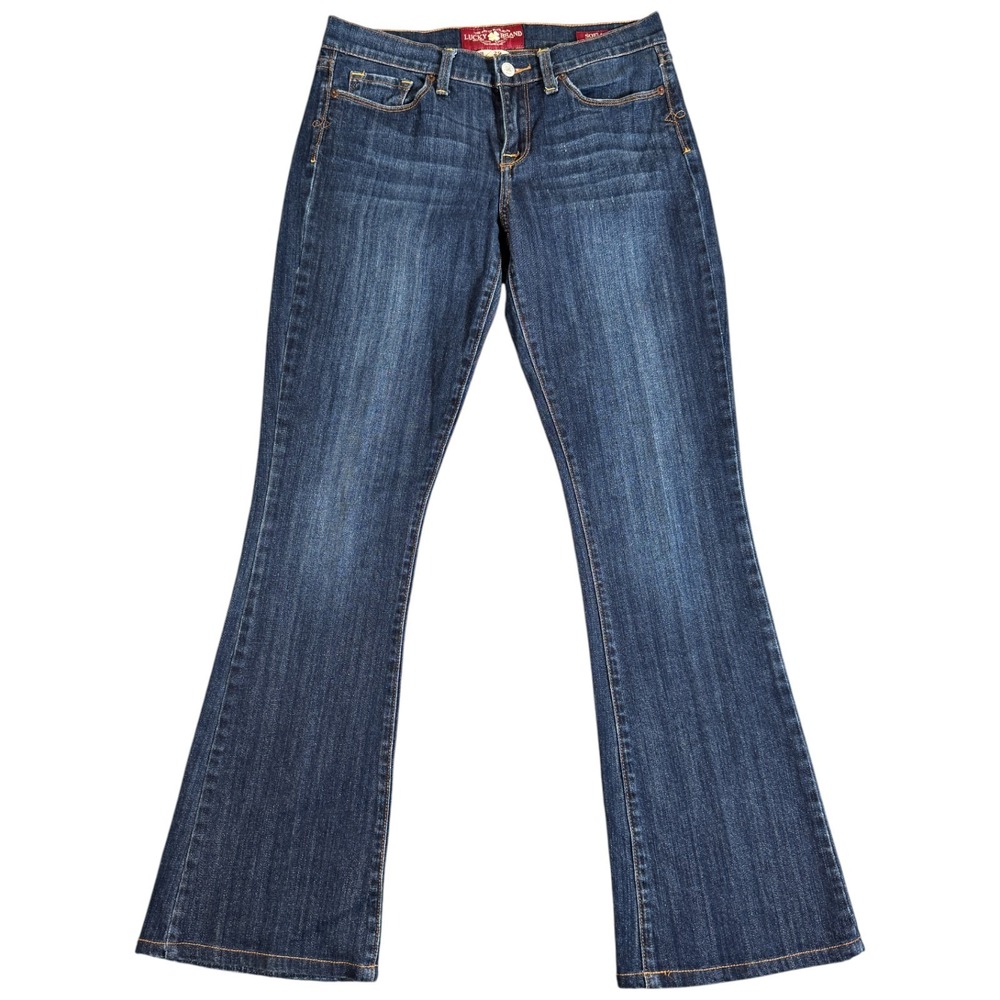 LUCKY BRAND Sofia Boot Cut Stretch Dark Blue Jeans 30x30 Flare Distressed M Rise